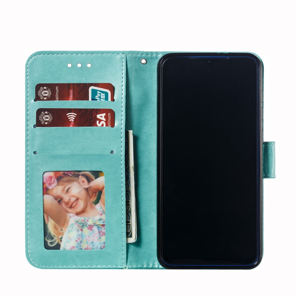 For Xiaomi Mi 9 SE Imprint Mandala Flower Phone Cover Wallet Leather Case - Green-9