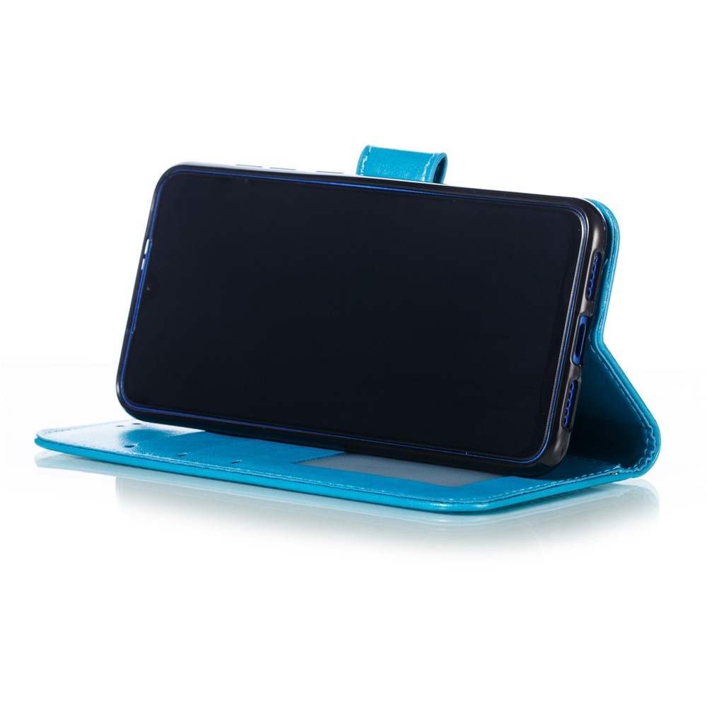 For Xiaomi Mi 9 SE Imprint Mandala Flower Phone Cover Wallet Leather Case - Blue-8