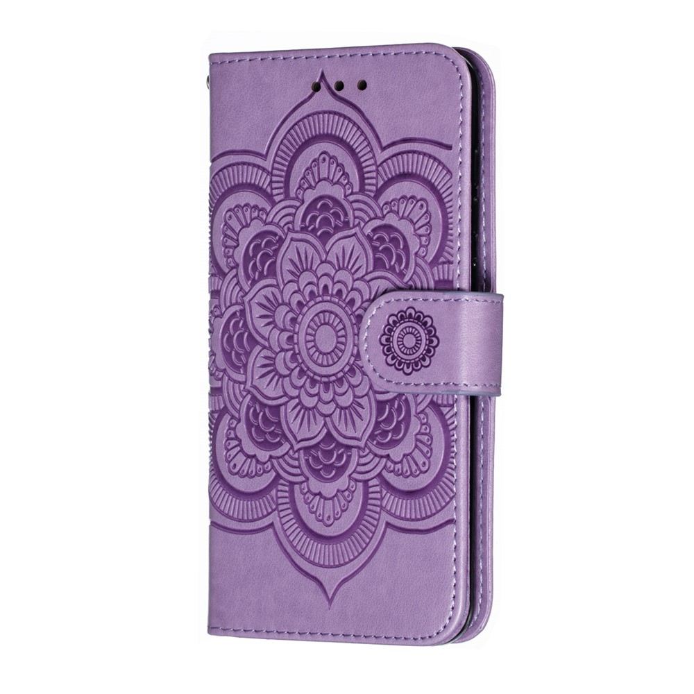 Para Xiaomi Mi 9 SE Impresión de Mandala Mandala Flower Telep Cover Willet Case de Cuero - Violeta-3