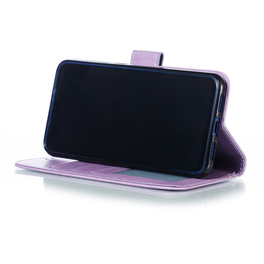 For Xiaomi Mi 9 SE Imprint Mandala Flower Phone Cover Wallet Leather Case - Purple-8
