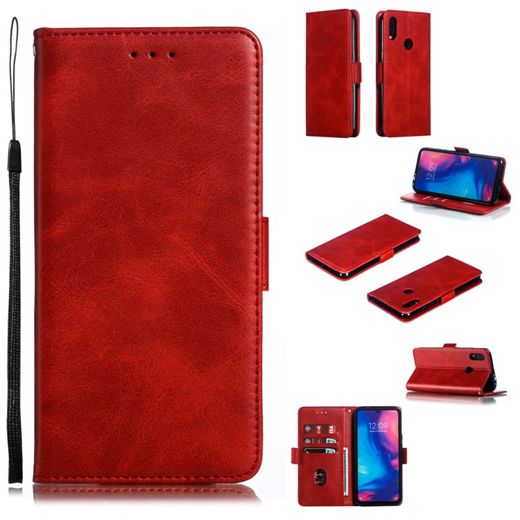 Leather Wallet Stand Case for Xiaomi Redmi Note 7 / Note 7 Pro (India) - Red-1