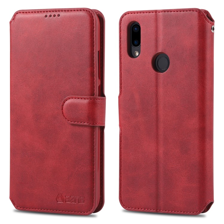 AZNS Leather Wallet Stand Phone Cover for Xiaomi Redmi 7/Redmi Y3 - Red-1