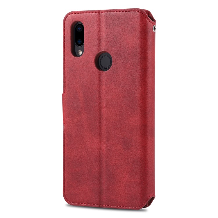 AZNS Leather Wallet Stand Phone Cover for Xiaomi Redmi 7/Redmi Y3 - Red-3