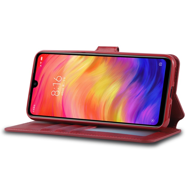 AZNS Leather Wallet Stand Phone Cover for Xiaomi Redmi 7/Redmi Y3 - Red-4