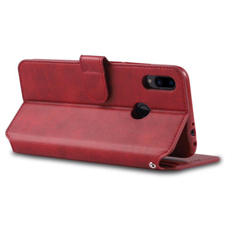 AZNS Leather Wallet Stand Phone Cover for Xiaomi Redmi 7/Redmi Y3 - Red-5