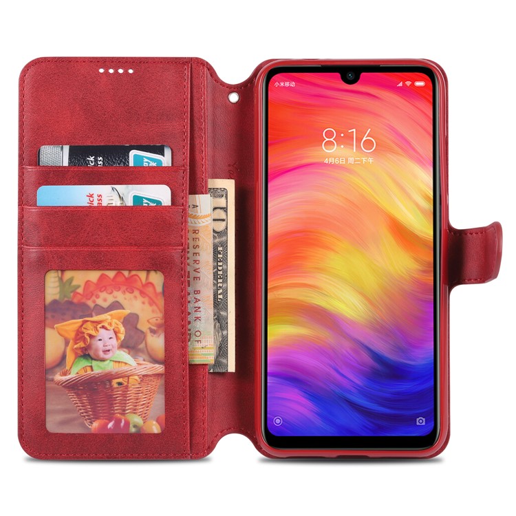 AZNS Leather Wallet Stand Phone Cover for Xiaomi Redmi 7/Redmi Y3 - Red-6