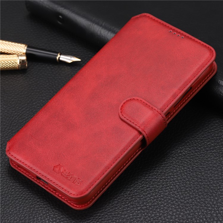 AZNS Leather Wallet Stand Phone Cover for Xiaomi Redmi 7/Redmi Y3 - Red-8
