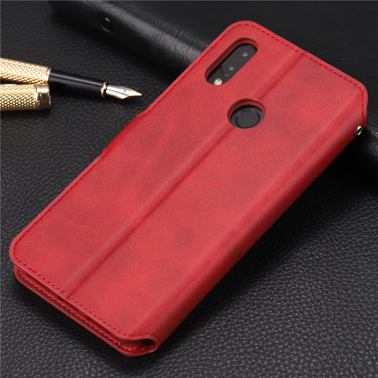AZNS Leather Wallet Stand Phone Cover for Xiaomi Redmi 7/Redmi Y3 - Red-9