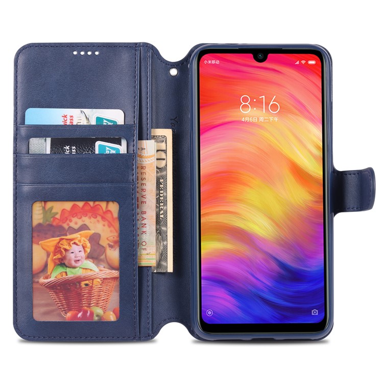 AZNS Leather Wallet Stand Phone Cover for Xiaomi Redmi 7/Redmi Y3 - Blue-6