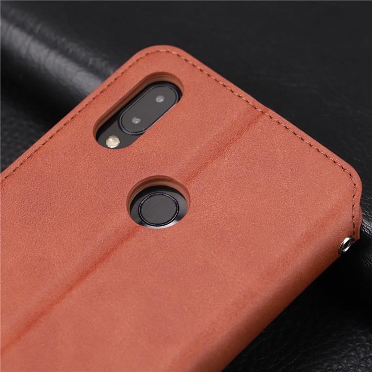 AZNS Leather Wallet Stand Phone Cover for Xiaomi Redmi 7/Redmi Y3 - Brown-12