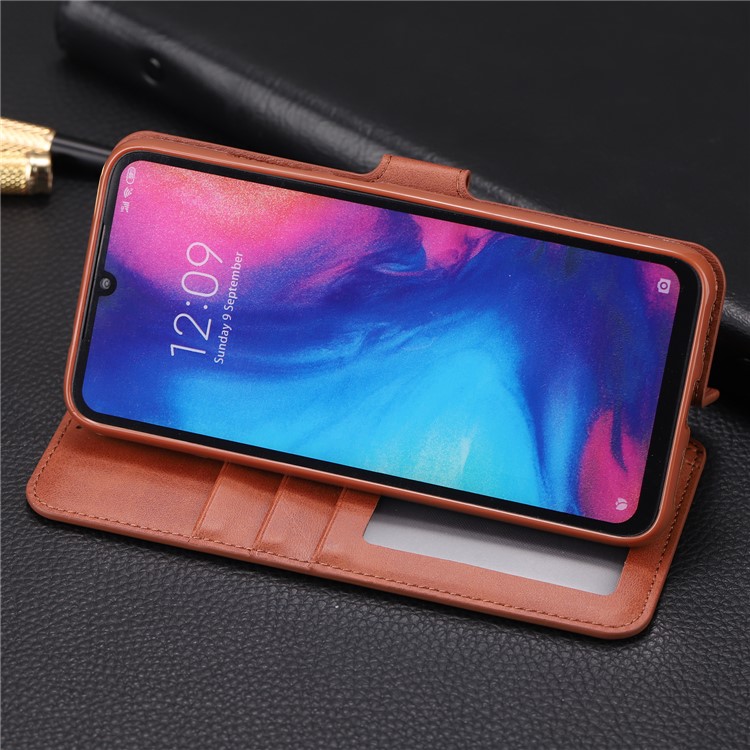 AZNS Leather Wallet Stand Phone Cover for Xiaomi Redmi 7/Redmi Y3 - Brown-18