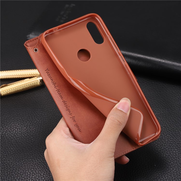AZNS Leather Wallet Stand Phone Cover for Xiaomi Redmi 7/Redmi Y3 - Brown-20