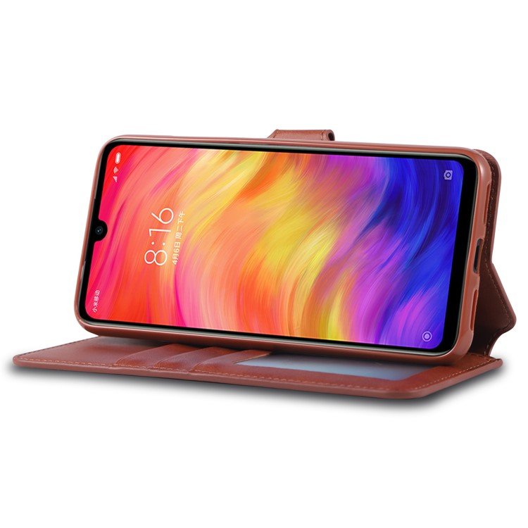 AZNS Leather Wallet Stand Phone Cover for Xiaomi Redmi 7/Redmi Y3 - Brown-4