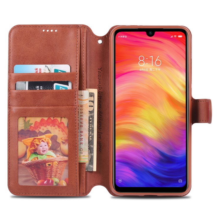 AZNS Leather Wallet Stand Phone Cover for Xiaomi Redmi 7/Redmi Y3 - Brown-6