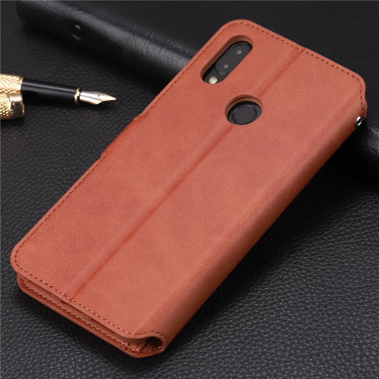 AZNS Leather Wallet Stand Phone Cover for Xiaomi Redmi 7/Redmi Y3 - Brown-9