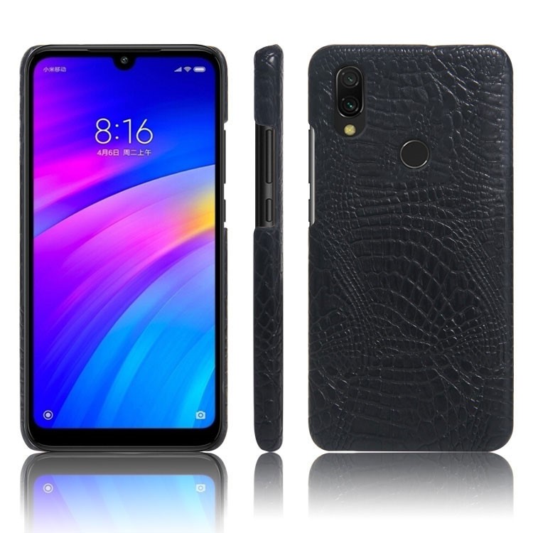 Crocodile Texture PU Leather Coated PC Phone Case for Xiaomi Redmi 7 - Black-1