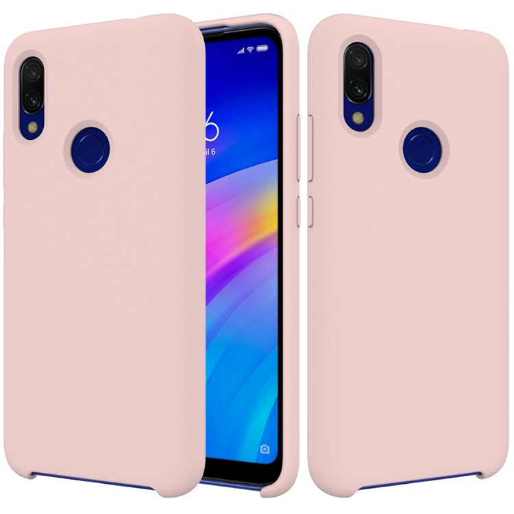 Rubberized Silky Silicone Case for Xiaomi Redmi 7 - Pink-1