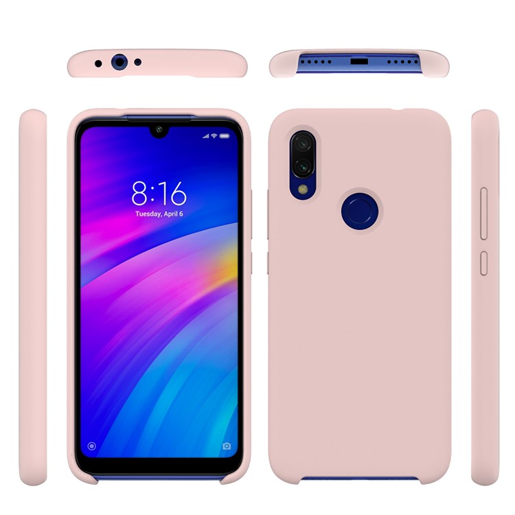 Rubberized Silky Silicone Case for Xiaomi Redmi 7 - Pink-5