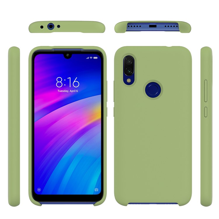 Rubberized Silky Silicone Case for Xiaomi Redmi 7 - Green-5