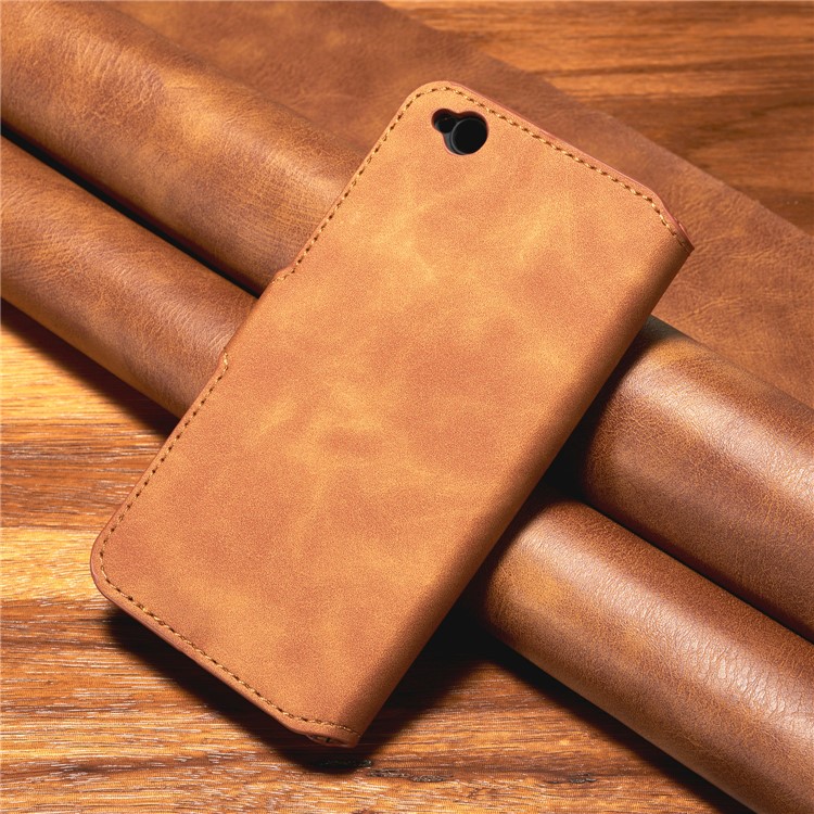 DG.MING Retro Style Wallet Leather Stand Case for Xiaomi Redmi Go - Brown-10