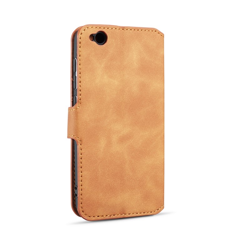 DG.MING Retro Style Wallet Leather Stand Case for Xiaomi Redmi Go - Brown-3