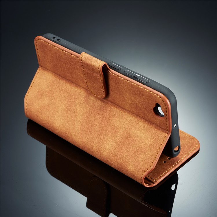 DG.MING Retro Style Wallet Leather Stand Case for Xiaomi Redmi Go - Brown-9