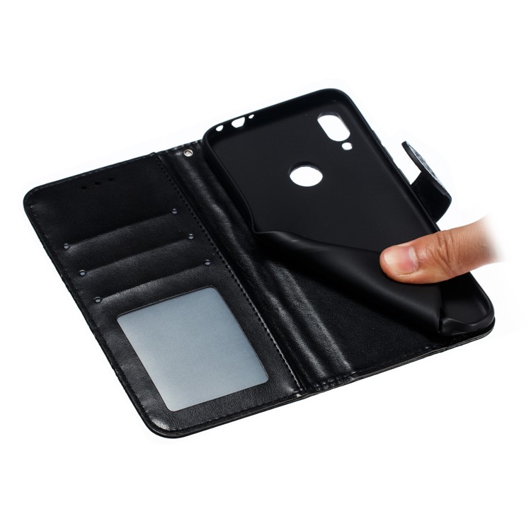 Imprint Mandala Flower Leather Wallet Case for Xiaomi Redmi 7 / Redmi Y3 - Black-10