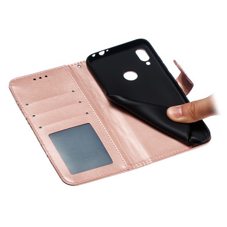 Impresión Mandala Flower Leather Willet Case Para Xiaomi Redmi 7 / Redmi Y3 - Oro Rosa