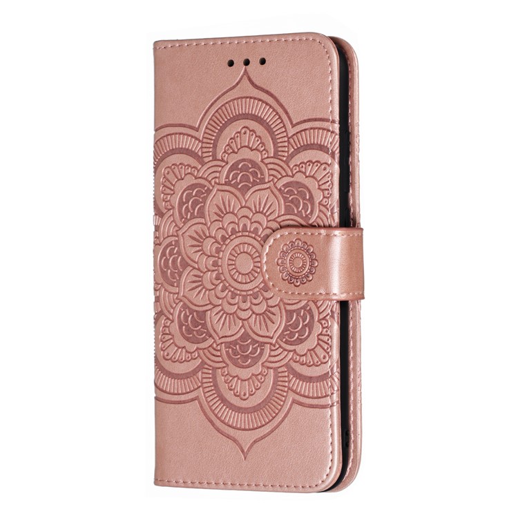 Imprint Mandala Flower Leather Wallet Case for Xiaomi Redmi 7 / Redmi Y3 - Rose Gold-3