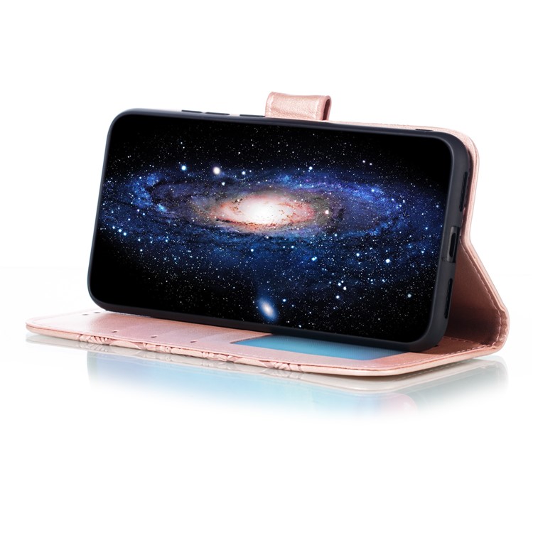 Imprint Mandala Flower Leather Wallet Case for Xiaomi Redmi 7 / Redmi Y3 - Rose Gold-8