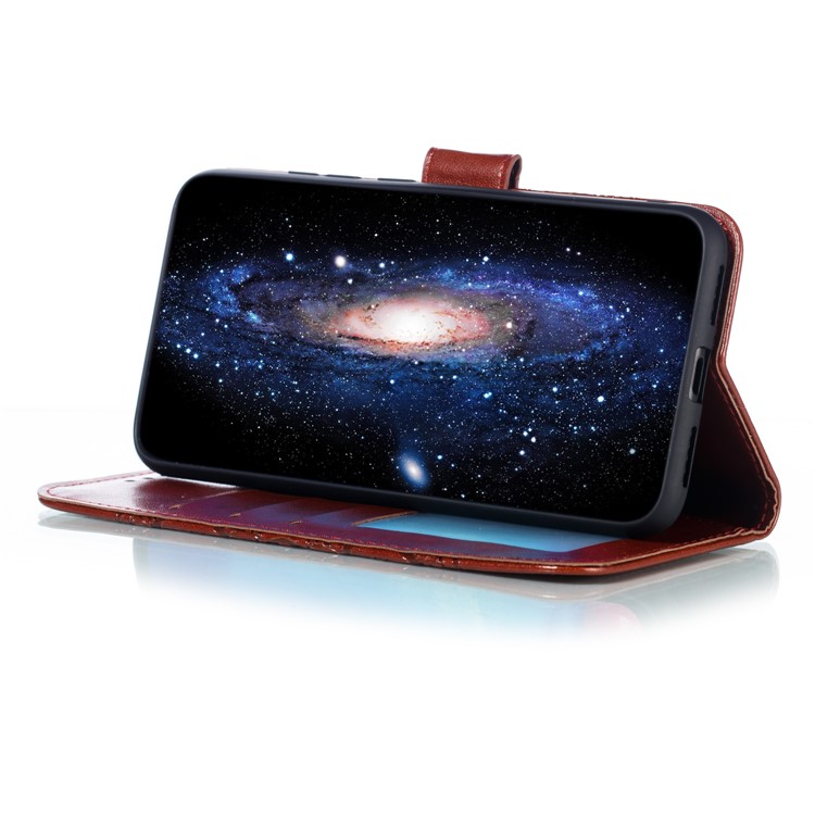 Imprint Mandala Flower Leather Wallet Case for Xiaomi Redmi 7 / Redmi Y3 - Brown-8