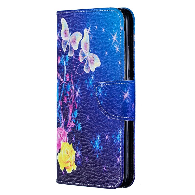For Xiaomi Redmi 7 Pattern Printing Leather Stand Wallet Case - Roses and Butterflies-2