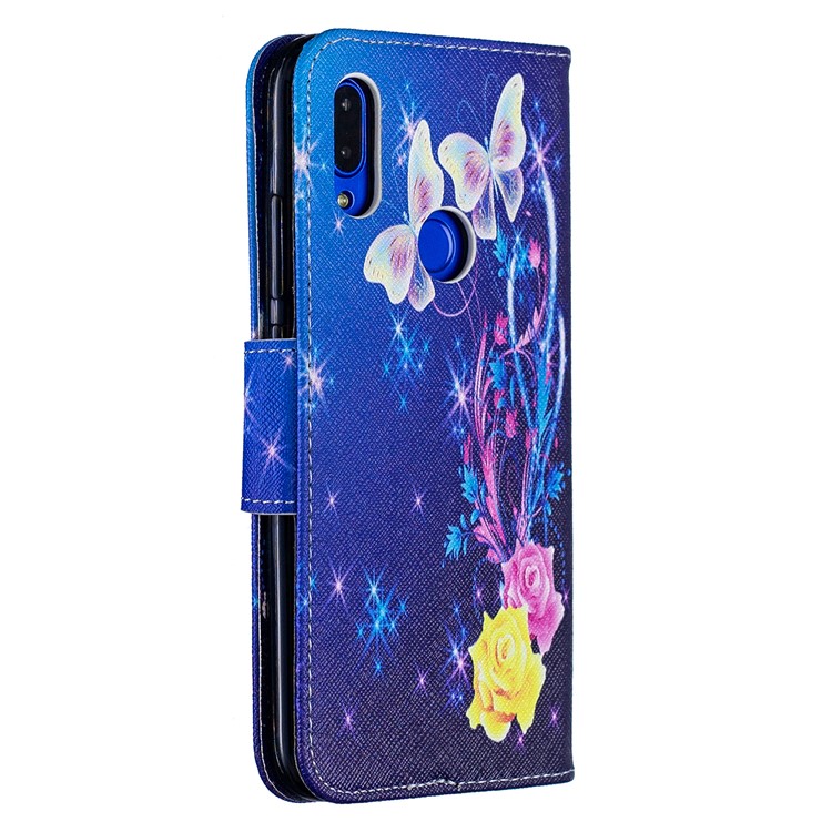 For Xiaomi Redmi 7 Pattern Printing Leather Stand Wallet Case - Roses and Butterflies-3