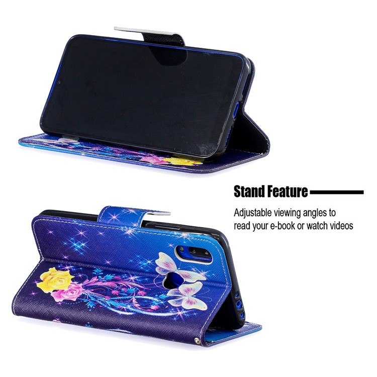 For Xiaomi Redmi 7 Pattern Printing Leather Stand Wallet Case - Roses and Butterflies-5