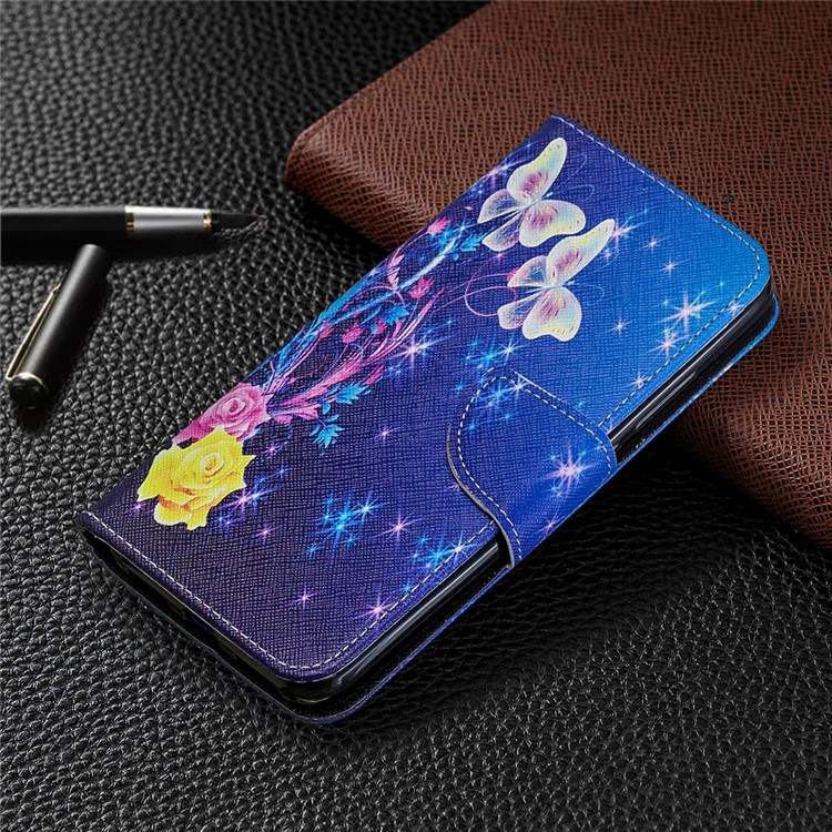 For Xiaomi Redmi 7 Pattern Printing Leather Stand Wallet Case - Roses and Butterflies-7