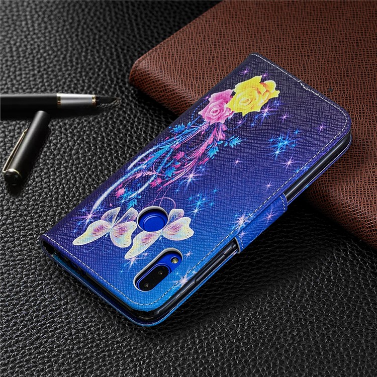 For Xiaomi Redmi 7 Pattern Printing Leather Stand Wallet Case - Roses and Butterflies-8