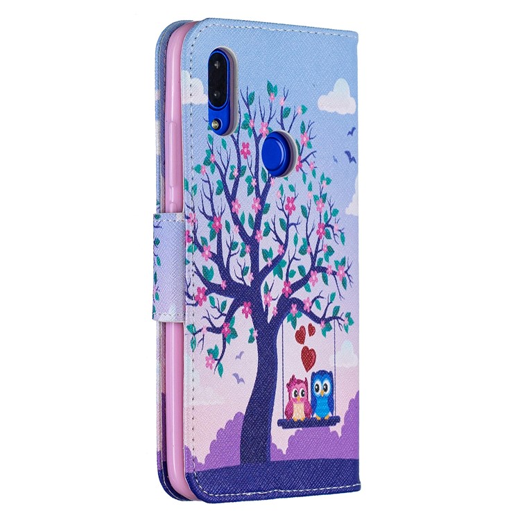 For Xiaomi Redmi 7 Pattern Printing Leather Stand Wallet Case - Tree and Owls-3