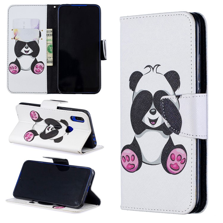 For Xiaomi Redmi 7 Pattern Printing Leather Stand Wallet Case - Cute Panda-1