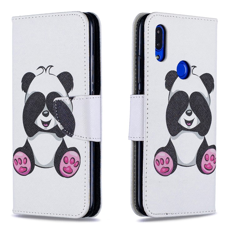 For Xiaomi Redmi 7 Pattern Printing Leather Stand Wallet Case - Cute Panda-4