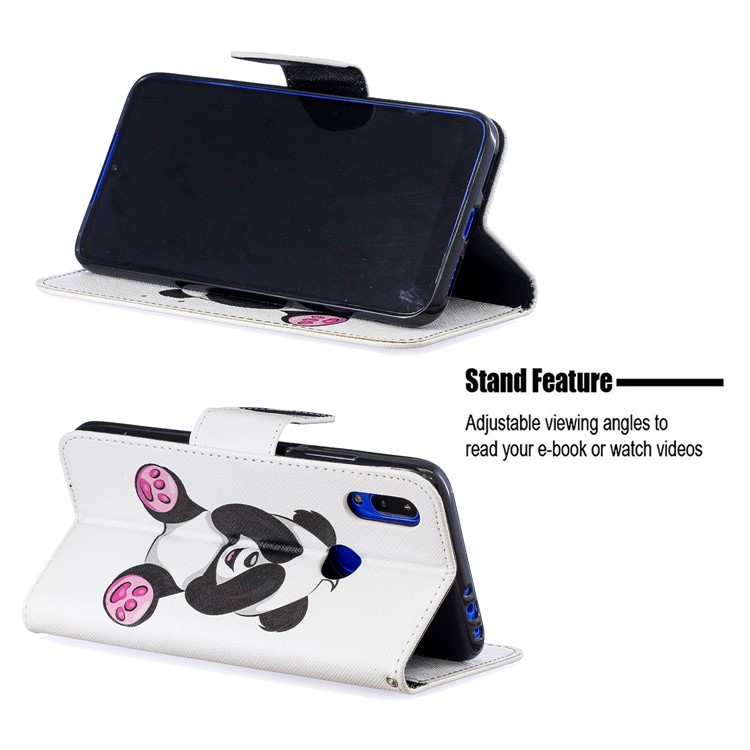 For Xiaomi Redmi 7 Pattern Printing Leather Stand Wallet Case - Cute Panda-5
