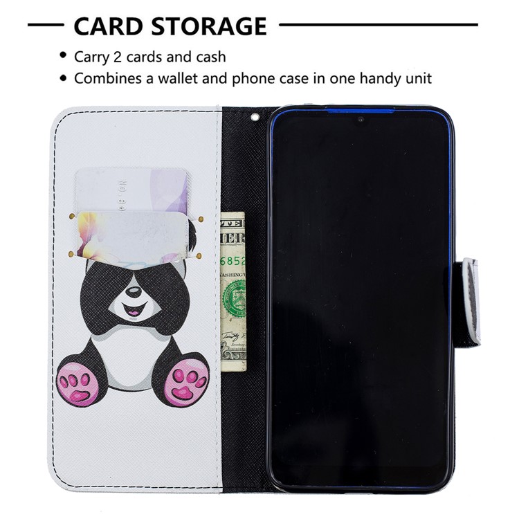 For Xiaomi Redmi 7 Pattern Printing Leather Stand Wallet Case - Cute Panda-6