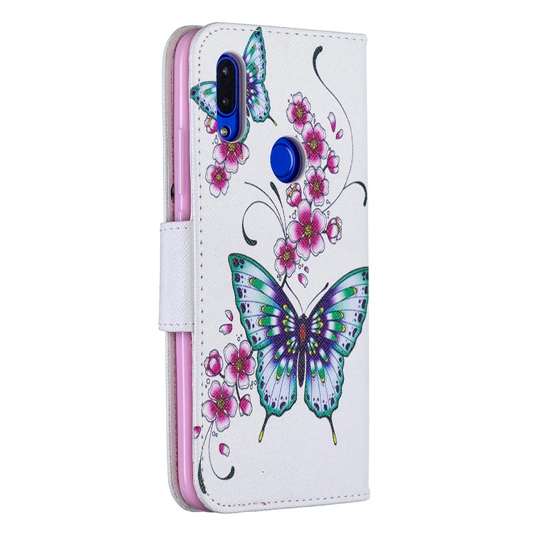 For Xiaomi Redmi 7 Pattern Printing Leather Stand Wallet Case - Butterfly and Flower-3
