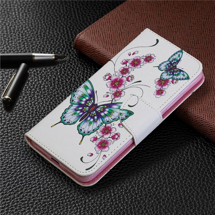 For Xiaomi Redmi 7 Pattern Printing Leather Stand Wallet Case - Butterfly and Flower-7