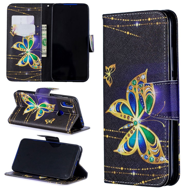 For Xiaomi Redmi 7 Pattern Printing Leather Stand Wallet Case - Colorized Butterfly-1
