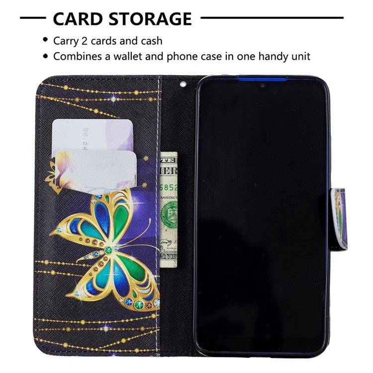 For Xiaomi Redmi 7 Pattern Printing Leather Stand Wallet Case - Colorized Butterfly-6
