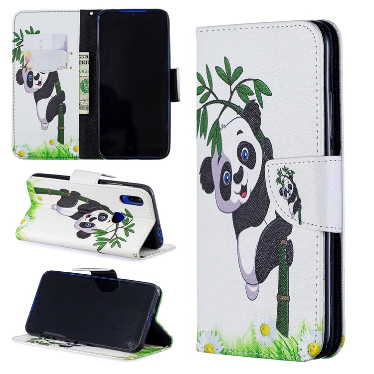 Para Xiaomi Redmi 7 Patrón De Impresión De Cuero Funda Cartera - Panda-1