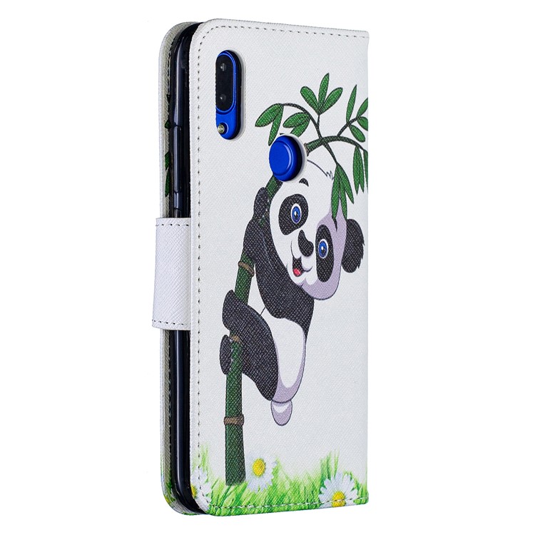 Para Xiaomi Redmi 7 Patrón De Impresión De Cuero Funda Cartera - Panda-3