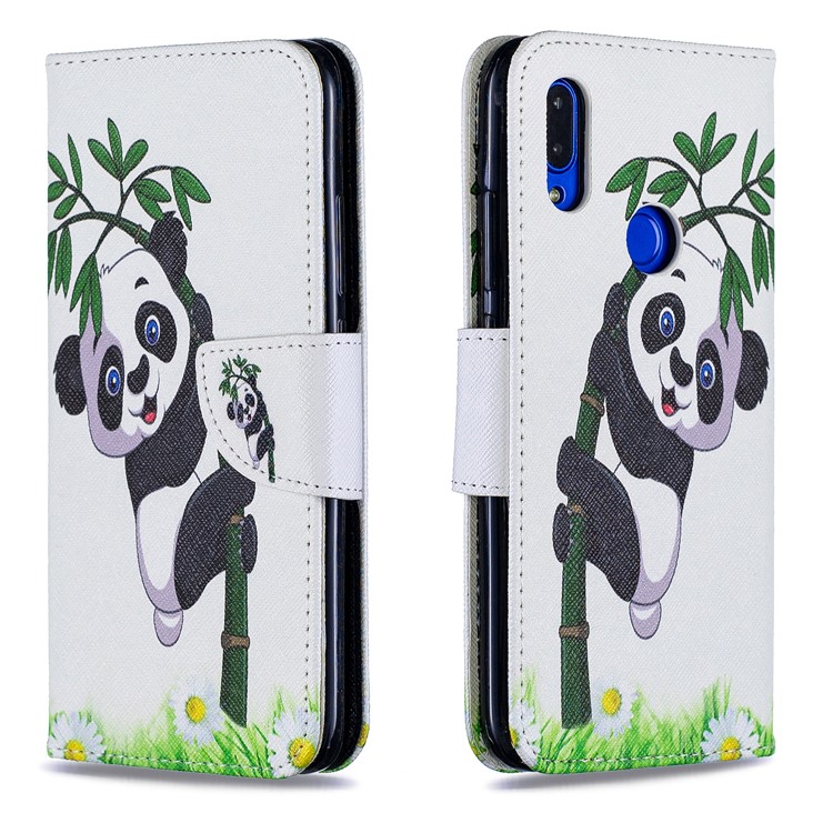 Para Xiaomi Redmi 7 Patrón De Impresión De Cuero Funda Cartera - Panda-4