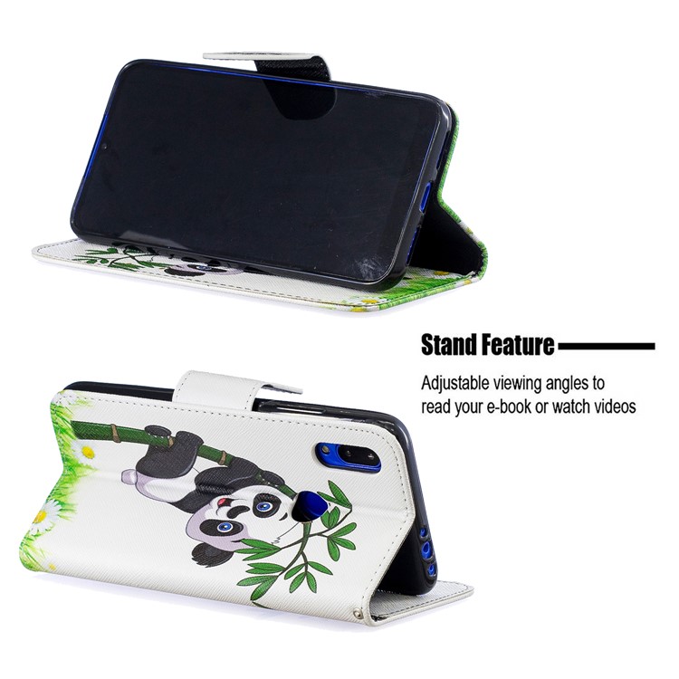 Para Xiaomi Redmi 7 Patrón De Impresión De Cuero Funda Cartera - Panda-5