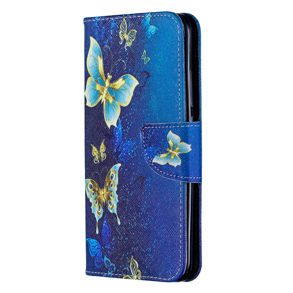 Para Xiaomi Redmi 7 Pattern Printing Leather Stand Billet Fun - Mariposas Azules-2